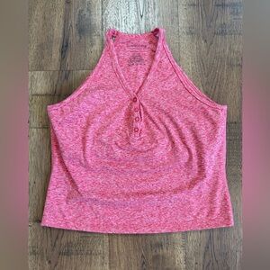 SINCERELY JULES Pink V-Neck Button Tank Top Stretch Activewear Size L